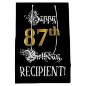 87誕生日～ファンシースクリプト；フェイク金ゴールド検索；名前 ミディアムペーパーバッグ (裏面)