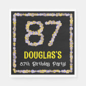 87誕生日:フローラ花数名前をカスタムする スタンダードランチョンナプキン (正面)