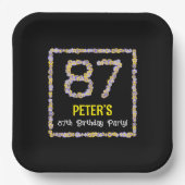 87誕生日:フローラ花数名前をカスタムする ペーパープレート (正面)