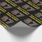 87誕生日:名前フェイク&木目パターン「87」 ラッピングペーパー (角)