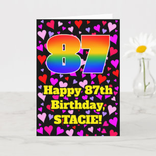 87誕生日：愛するハートパターン、虹# 87 カード