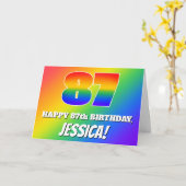87誕生日:数々の色のレインボーパターン# 87 カード (黄色い花)