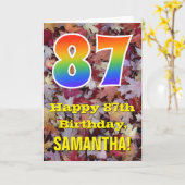 87誕生日、素朴紅葉、虹「87」 カード (黄色い花)