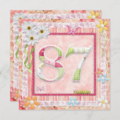 87th誕生日パーティースクラップブック作りスタイル 招待状 (正面/裏面)