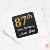 87th誕生日-エレガント豪華なフェイク金ゴールドルック# スクエアシール (封筒)