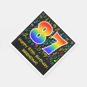 87th誕生日-カラフル音楽シンボル, Rainbow 87 スタンダードランチョンナプキン (角)