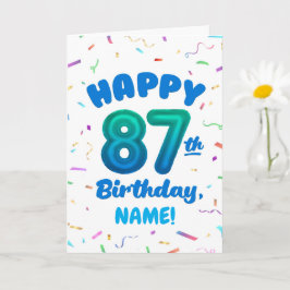 87th Balloon Number Custom Name Birthday Card カード