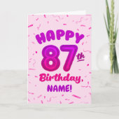 87th Balloon Number Custom Name Birthday Card カード (正面)