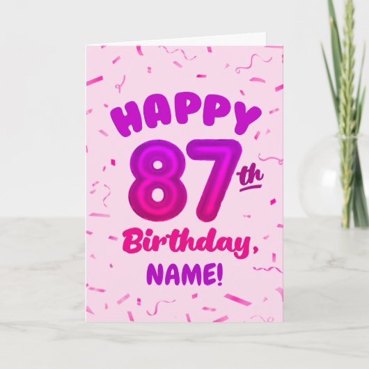 87th Balloon Number Custom Name Birthday Card カード (正面)