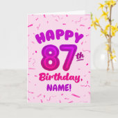 87th Balloon Number Custom Name Birthday Card カード (黄色い花)