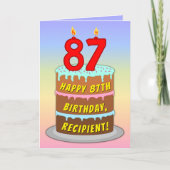 87th Birthday — Fun Cake & Candles, w/ Custom Name カード (正面)