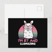 87th Birthday Llamazing Llama 87 Year Old Birthday ポストカード (正面/裏面)