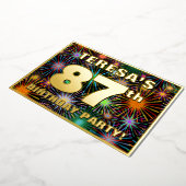 87th Birthday Party —おもしろい、カラフルFireworks Look 箔招待状 (回転した状態)