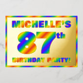 87th Birthday Party —おもしろい、レインボースペクトル「87」 箔招待状 (正面)