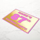 87th Birthday Party — はっきりした、おもしろい、ピンクストライプ色87 箔招待状 (回転した状態)