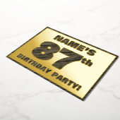 87th Birthday Party — はっきりしたWood Grainフェイク文字 箔招待状 (回転した状態)