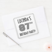 87th Birthday Party:アールデコスタイル+名前をカスタムする スクエアシール (封筒)