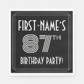 87th Birthday Party:アールデコスタイル+名前をカスタムする スタンダードランチョンナプキン (正面)