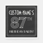 87th Birthday Party:アールデコスタイル+名前をカスタムする スタンダードランチョンナプキン (正面)