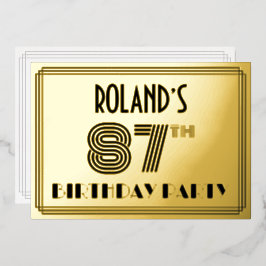 87th Birthday Party —アールデコスタイル「87」 & Name 箔招待状