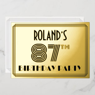 87th Birthday Party —アールデコスタイル「87」 & Name 箔招待状