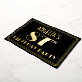 87th Birthday Party:アールデコルック"87"、名前あり 箔招待状 (回転した状態)