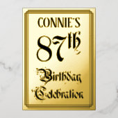 87th Birthday Party – スクリプエレガントト+名前をカスタムする 箔招待状 (正面)