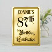 87th Birthday Party – スクリプエレガントト+名前をカスタムする 箔招待状 (立ち正面)