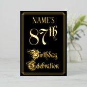 87th Birthday Party – スクリプファンシートと名前をカスタムする 箔招待状 (立ち正面)