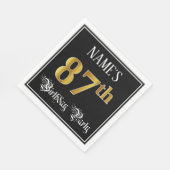 87th Birthday Party – スクリプファンシート、フェイク金ゴールド・ルック スタンダードランチョンナプキン (角)