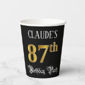 87th Birthday Party – スクリプファンシート、フェイク金ゴールド・ルック 紙コップ (裏面)