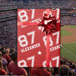 87th Birthday Typography Red ラッピングペーパー