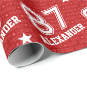 87th Birthday Typography Red ラッピングペーパー (ロールコーナー)