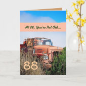 88おもしろい番目の誕生日ヴィンテージオレンジトラック88A カード (黄色い花)