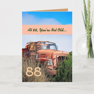 88おもしろい番目の誕生日ヴィンテージオレンジトラック88A カード