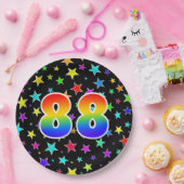 88イベント:はっきりした,おもしろい，レインボーカラフル88 ペーパープレート (パーティー)