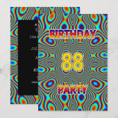 88サイケデリックth Birthdayパーティーへの招待 招待状 (正面/裏面)