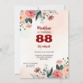 88フローラパステルカラー誕生日エレガント 招待状 (正面)