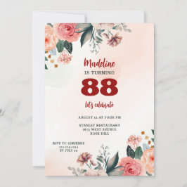 88フローラパステルカラー誕生日エレガント 招待状