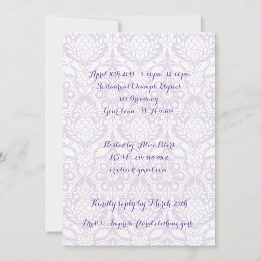 88日，誕生日招待状ファンタジー，数値フローラ 招待状 (裏面)