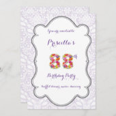 88日,誕生日招待状ファンタジー,数値フローラ 招待状 (正面/裏面)