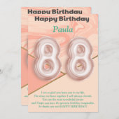 88歳の女の子のハッピーバースデーカード – エレガント (正面/裏面)