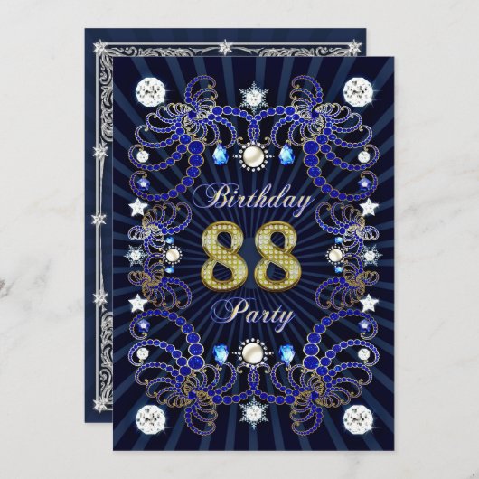 88歳の誕生日パーティー招待状と宝石の塊 招待状 (正面/裏面)