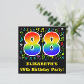 88歳の誕生日パーティー:おもしろいミュージックシンボル,レインボー88 招待状 (スタンド正面)
