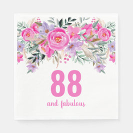 88歳の誕生日ピンクのフローラパーティーナプキン スタンダードランチョンナプキン