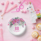 88歳の誕生日ピンクフローラ ペーパーボウル (パーティー)