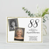 88歳の誕生日フォトギフト 白とゴールド 招待状 (スタンド正面)