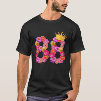 88歳の誕生日女性フラワークラウン私の88t tシャツ
