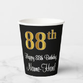 88歳の誕生日 - 高級感のある贅沢な擬似ゴールドデザイン # 紙コップ (正面)