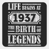 88歳1937年誕生伝説88誕生日 スクエアシール (正面)